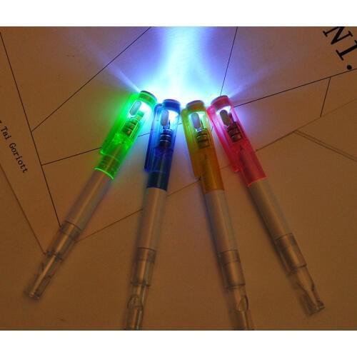 100PCS/LOTS New arrival 3 in 1 Plastic ball-point pen + LED lights + whistle, random color