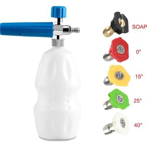 High Pressure Washer Foam Gun 1L Foam Generator1/4" Quick Release Foam Lance with 5 Spray Nozzles For Car Washing