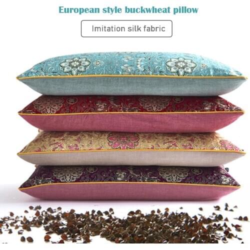 All Buckwheat Pillow Imitation Silk Fabric Adult Neck Pillow No Fluorescent Agent Buckwheat Husk Filling Healthy Pillow