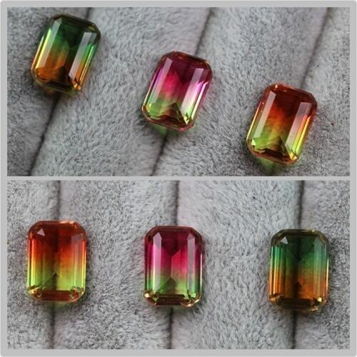 Rectangle shape watermelon tourmaline beads for jewelry making loose gems stone created bi-colored