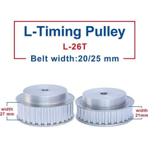 Pulley L-26T Aluminum Material Pulley Wheel Process Hole 10 mm Slot Width 21/27 mm Match With L-Timing Belt width 20/25 mm