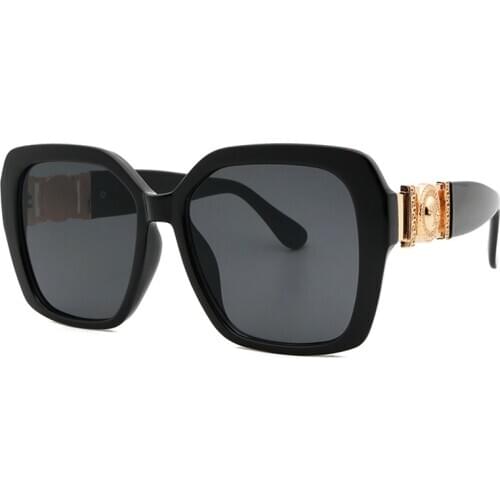 Fashion Retro Large Frame Transparent Sunglasses Women Luxury Brand Personality Metal Human Head Decoration Sun Glasses Men Shad