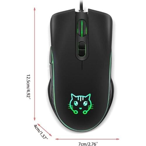 Y1AE Ergonomic Design 6-Buttons USB Wired Mouse Optical Computer Mouse with Side Buttons 2400DPI Seven Colorful Backlight