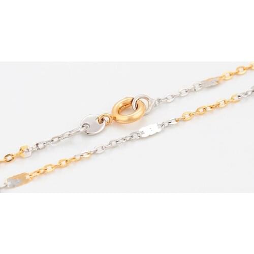 XP Jewelry --( 45 cm x 1 mm ) 18 inch 18k Gold Mix White Small O-Chain Necklaces for Women Men Fashion Jewelry