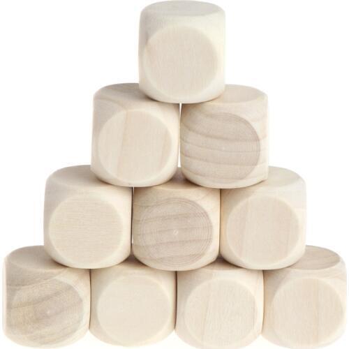 10pcs 6 Sided Blank Wood Dice Party Family DIY Games Printing Engraving Kid Toys Q1FF