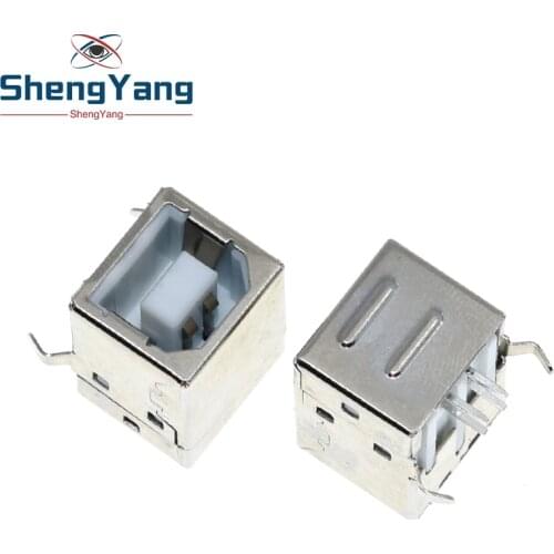 10Pcs Square USB socket usb B Type Female 90 degree PCB welding parent Connector For Printer Data