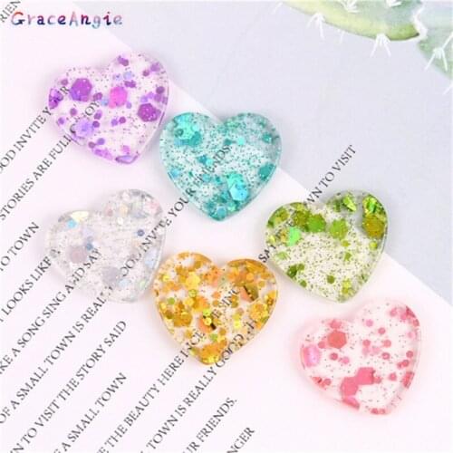 10Pcs Resin Heart Bling Resin Flatback Cabochon Jewelry Studs DIY Home Decoration Crafts Scrapbook Accessories Phone Accessories