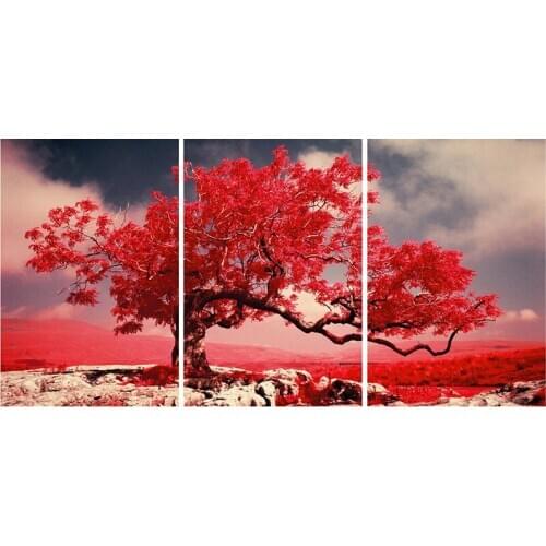 3pcs full Diamond Embroidery red trees Diy 5d Diamond Painting cross stitch 3D Diamond Mosaic Home Decoration Wall Sticker art