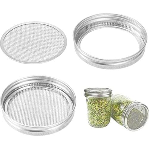 4Pcs/Set Seed Sprouting Lid Stainless Steel Mesh Filter for Wide Mouth Mason Jar