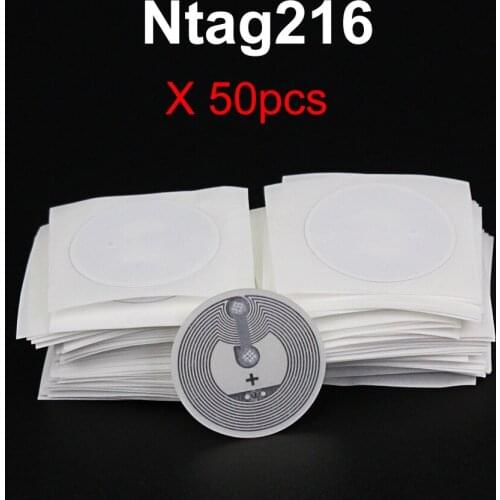 50PCS/LOT) Ntag216 NFC Stickers Protocol ISO14443A 13.56MHz Universal Label RFID Tag Compatible with NTAG215 for All NFC Phones