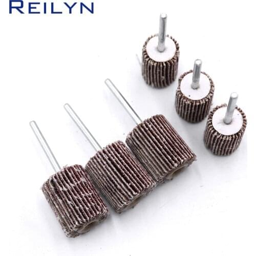 6pcs abrasive mops-wheel spindle mops sand paper wheel mounted flap wheels grinding bits abrasive block polishing wheel