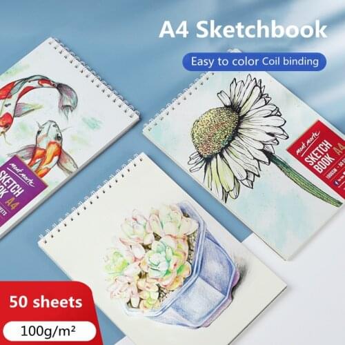 A4 Sketchbook 50 Sheets of Coil Binding 100g Sketch Paper Studio Color Lead Marker Painting Sketchbook Art Supplies