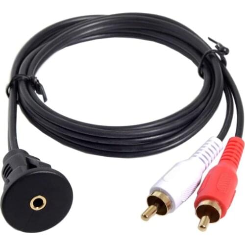 Audio 3.5mm AUX Male to Female Dual RCA Extension Cable with Waterproof Cable Mount Shelf 100cm