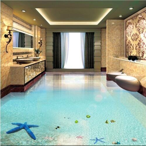 Beibehang Custom flooring waterproof nonwovens wallpaper tropical underwater world 3D stereo bathroom living room floor
