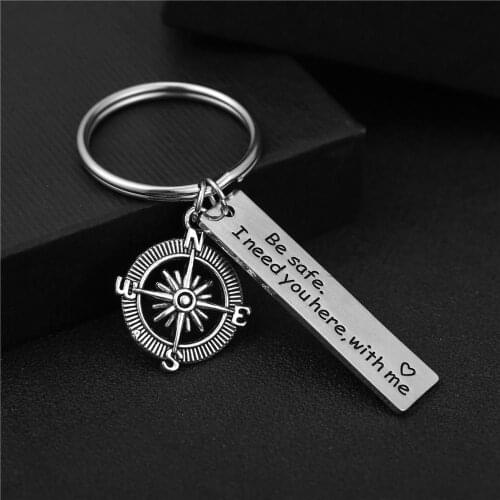 2019 Engraved Drive-Safe I need you here with me Key Chain with Compass-Pendant Key Ring Couples Family Friends Keychains Gift