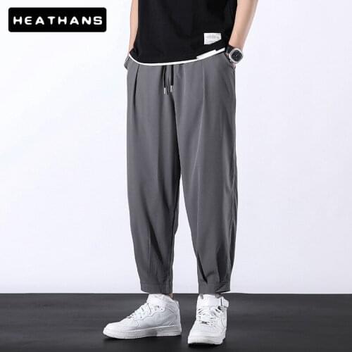 2021 Summer Trousers Mens Thin Ice Silk Casual Pants Male Sports Lantern Harem Trousers Mens Oversize Ankle Length Pencil Pants