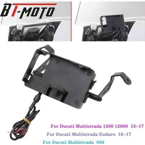 Fit For Ducati Multistrada 950 1200 S Enduro 2015 2016 17 Navigation Bracket GPS Handlebar Phone Clip 12MM 22MM Support Rod Kit