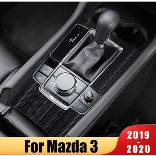 For Mazda 3 Axela 2019 2020 Car Water Cup Gear Shift Panel Trim Interior Decorative Cover Stainless Steel Accessories