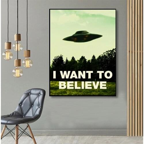 Home Kraft Paper Decorative paintings Wall Sticker DLKKLB Vintage Classic Movie The Poster I Want To Believe Poster Bar Cafe