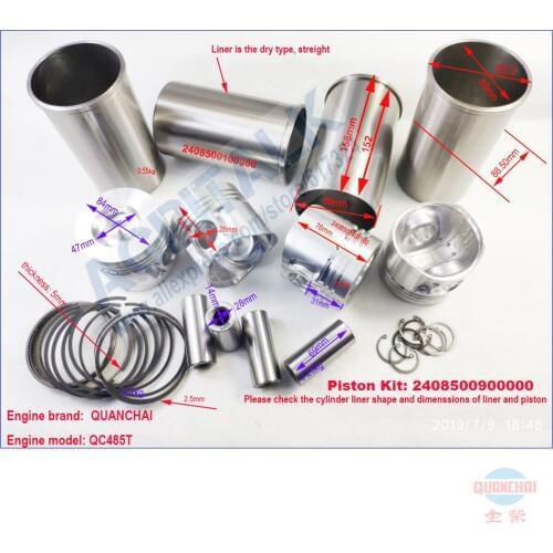 The piston group: piston, piston pin, piston rings, liners etc for Quanchai QC485T engine, Part number: 2408500900000