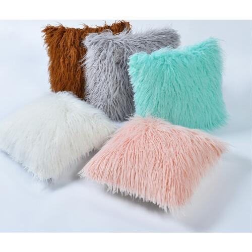 Hap-deer Plush soft solid fur feather Cushion cover Lumbar Pillows luxury sofa bed home car room home Decor pillowcase 7 colors