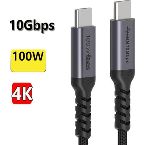 USB Type C 3.1 Gen2 Cable For Macbook Pro/Air DELL Xiaomi 100W 5A PD Fast Charge Cable 4K@60Hz 10Gbps USB C Cables For Samsung