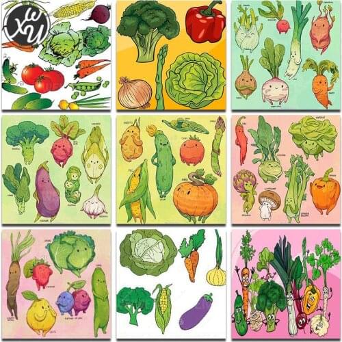 Different Vegetables Diamond Painting for Adults Cartoon Eggplant Cabbage Diamond Fantasy Cross Stitch Kit Mosaic for Home Decor