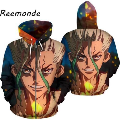 Anime Dr. Stone Ishigami Senku Cosplay Costumes Hoodie Sweatshirt Jackets Senku Adult Unisex Hoodies Clothing Jacket Tops