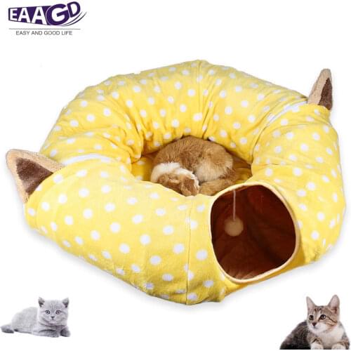 1Pcs Cat Tunnel Bed, Double-use Cat Tube Toy and Bed Collapsible Cat House for Large Cats Kittens Kitties Small Puppy