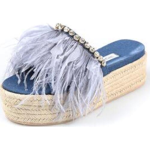 Carpaton Summer Sexy Open Toe Sandals Beautiful Feather Decoraitons Crystal Flat Slides Rope Braided Rhinestones Shoes