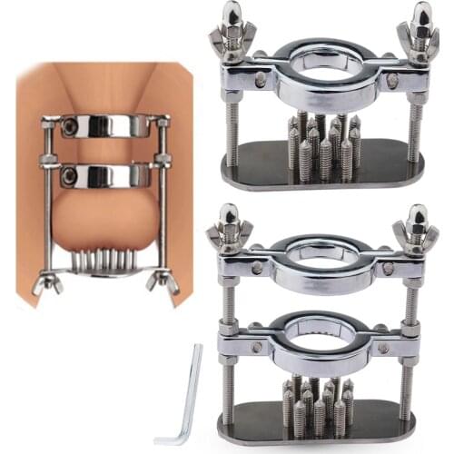 Hot Selling Penis Rings Sex Toys For Men Masturbators Metal Cock Ring Spike Stimulate Penis Scrotum Crusher Clamp Male Cock Ring