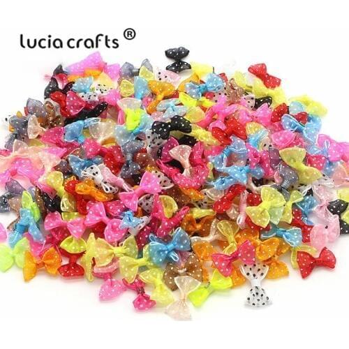 Lucia crafts 2.5cm 12pcs/24pcs Polka Dot Organza Bows Girls Boutique Mini Hair Bow Headwear DIY Garment Craft B0810