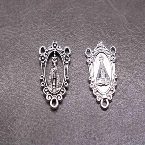 Religious African Virgin Mary Madonna Cross Three Hole Medal