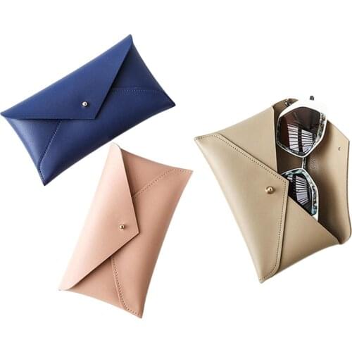 Fashion PU Leather Glasses Case Personalized Buckle Leather Sunglasses Case Pouch Trendy Glasses Soft Bag