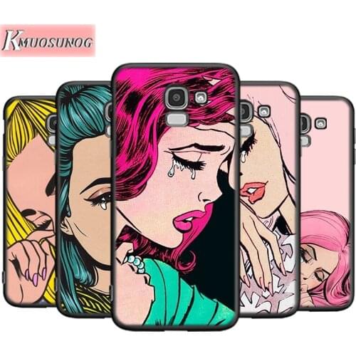 Crying Comic Girl For Samsung Galaxy J8 J7 J6 J5 J4 J3 J2 Core Duo Prime Plus Star 2016 2017 2018 Soft Phone Case