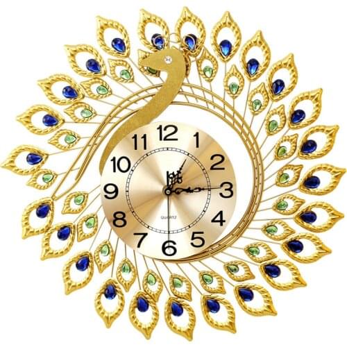 Classic Peacock Wall Clock Digital Mute Wall Watch Living Room/Bedroom Clock Wall Modern Design Wedding Home Decor Wall Clocks