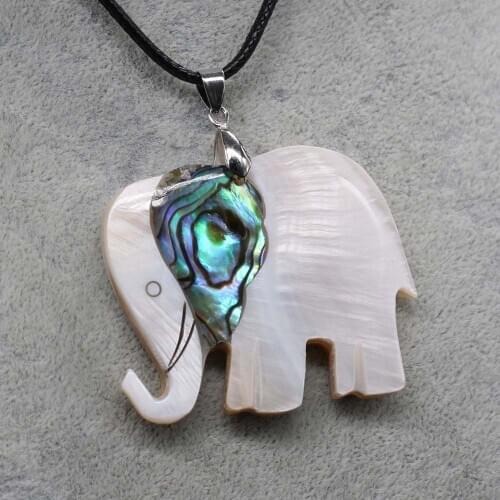 Natural Shell Necklace With Elephant-Shaped Pendant Leather Cord 2MM Charms For Elegant Women Love Romantic Gift