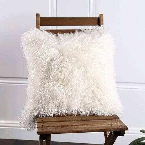 Real Curly Mongolian Lamb Fur Pillow Cover Tibetan Fur Cushion Cover Decorative Cushion Covers For Sofa 50x50cm