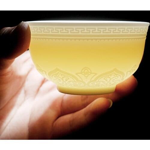 Jade Porcelain Lotus Tea Cup 90ml Tea Master Health Small Tea Bowl Tea Dragon Phoenix Teacup Ceremony Drinkware Teaware