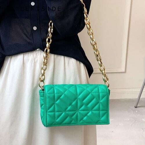 Thick Chain Design New Small PU Leather Flap Underarm Baguette Bags for Women 2021 Summer Lady Shoulder Handbag Female