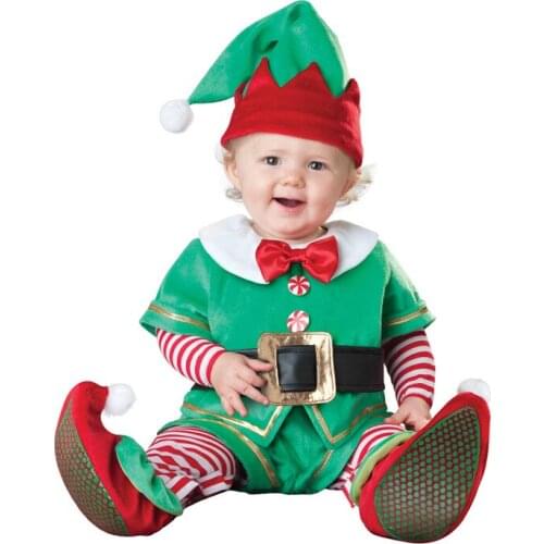 Baby Boys Girls Christmas Elf Cartoon Cosplay Costumes Kid Xmas Series Halloween Jumpsuit Infant Newborn Photography Prop