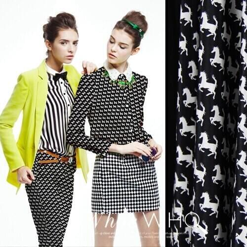 114cm anti wrinkle silk fabric meter 14mm crepe de chine silk fabric horse print shirt dress crepe fabric wholesale silk cloth