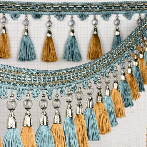 5 Meter Beaded Lace Curtain Sewing Tassel Fringe Trim Upholstery Curtain Ribbon Garment Sewing Accessory Curtain Decor Supplies
