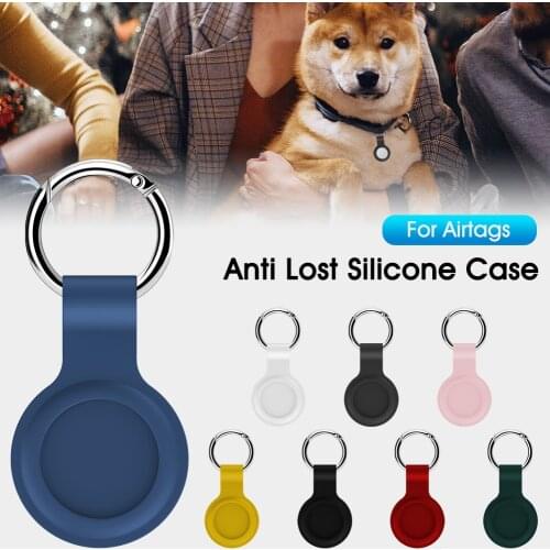 Dog Collar Silicone Case for Airtags Compact Protective Cover with Keychain Compatible with Apple Airtags Pet Accessories