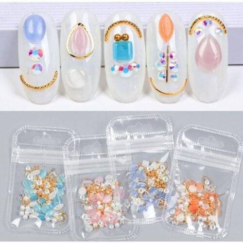 Mixed 3D Rhinestones Nail Art Decorations Crystal Gems Jewelry Gold AB Shiny Stones Charm Glass Manicure Accessories