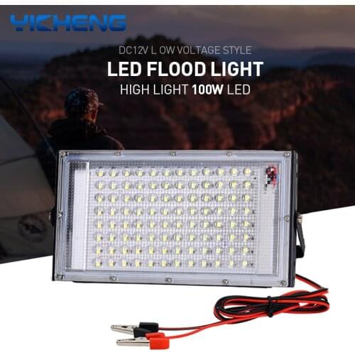 LED Floodlight 50W DC12V With Electric Clip LED Spotlight IP65 Waterproof LED Street Lamp Emergency Outdoor Lighting For Camping