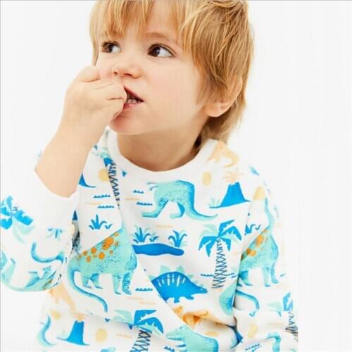 Jumping Meters Boys Sweater Warm Printed Dinosaur Baby Girls Boys shirt Kids Long Sleeve Tops 100% Cotton 2018 New Clothes