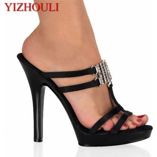 13cm High Heels Slippers Plump Crystal Shoes Sexy Pole Dancing Shoes Platform Womens Shoes Dance Shoes