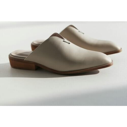 EshtonShero Women Pumps Shoes Woman Platform Cow Leather Low Heels Pointed Toe 3.5cm Mules Ladies Wedding Shoes Size 3-9 Apricot