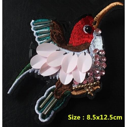 Bird owl sequins embroidered patch applique vintage fashion patch coat sweater dress decoration patch